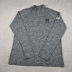 Under Armour Mens Large Notre Dame Alumni HeatGear 1/4 Zip Pullover Heather Gray